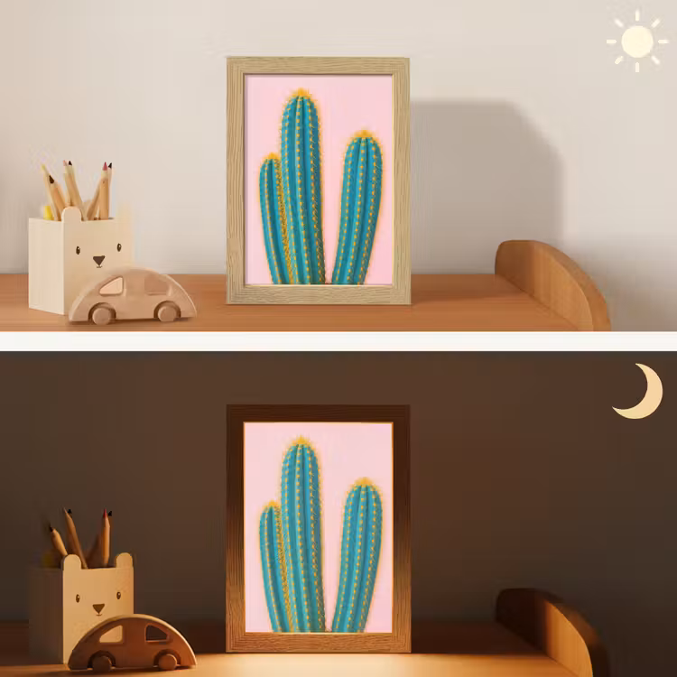 Cactussen - Modern - Pastel Light Box met kabel (Kinderlampje) klein -sfeer3_kind