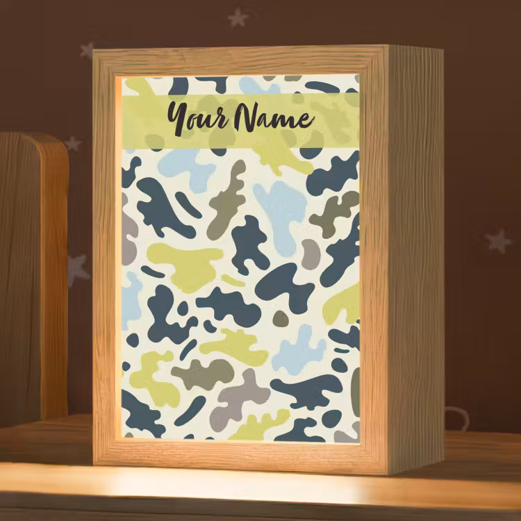 Camouflage - Groen - Blauw - Jongens - Kinderen Light Box met kabel (Kinderlampje) klein -zzz_3d_website