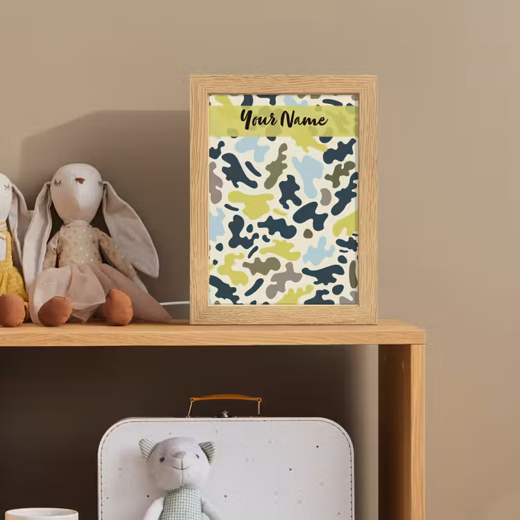 Camouflage - Groen - Blauw - Jongens - Kinderen Light Box met kabel (Kinderlampje) klein -sfeer2_kind