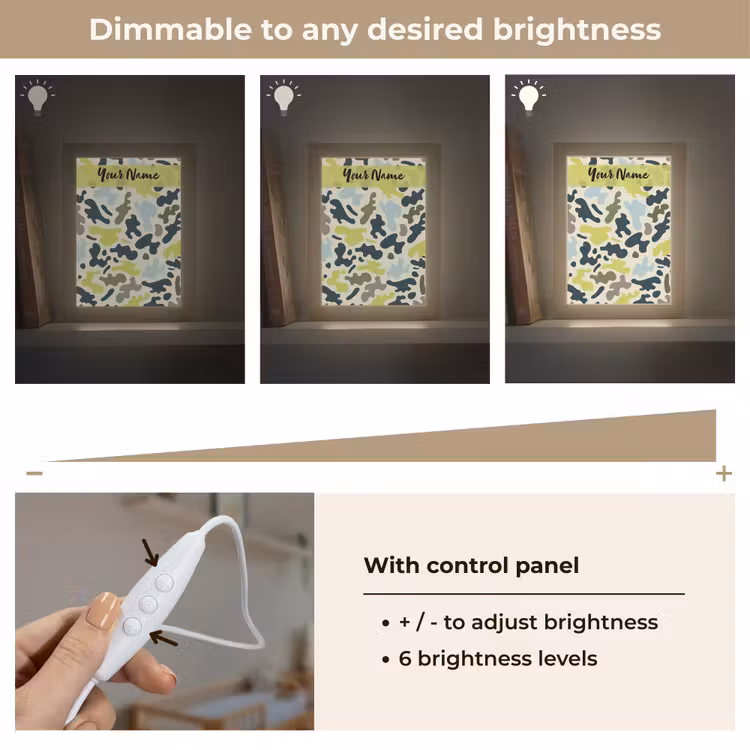Camouflage - Groen - Blauw - Jongens - Kinderen Light Box met kabel (Kinderlampje) klein -USP_dimbaarEN