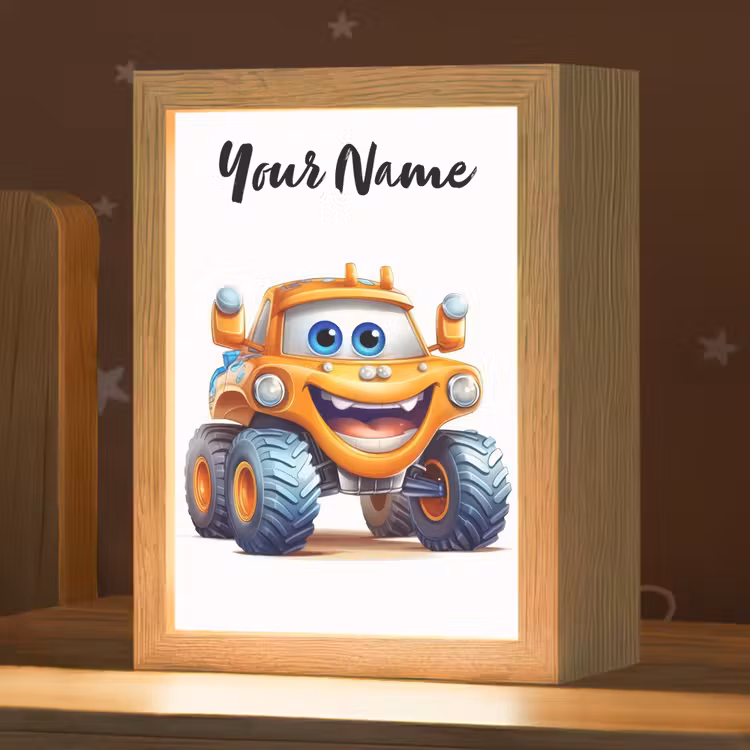 Auto - Oranje - Jongen - Kind Light Box met kabel (Kinderlampje) klein -zzz_3d_website