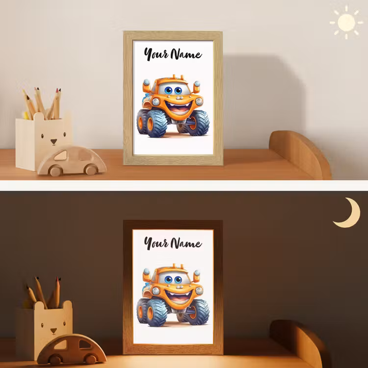 Auto - Oranje - Jongen - Kind Light Box met kabel (Kinderlampje) klein -sfeer3_kind
