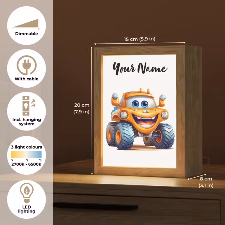 Auto - Oranje - Jongen - Kind Light Box met kabel (Kinderlampje) klein -USP_EN