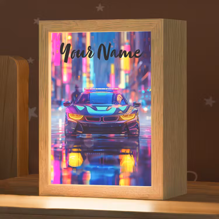 Auto - Politie - Stad - Jongens - Kleurrijk Light Box met kabel (Kinderlampje) klein -zzz_3d_website