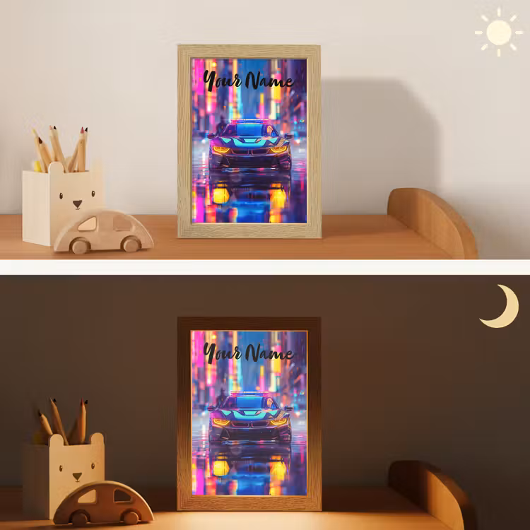 Auto - Politie - Stad - Jongens - Kleurrijk Light Box met kabel (Kinderlampje) klein -sfeer3_kind