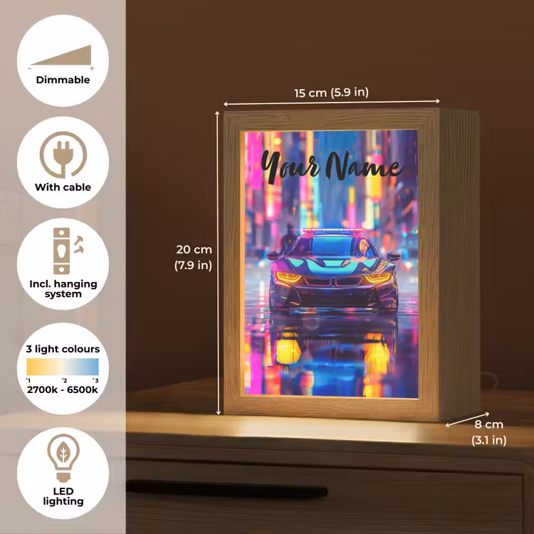 Auto - Politie - Stad - Jongens - Kleurrijk Light Box met kabel (Kinderlampje) klein -USP_EN