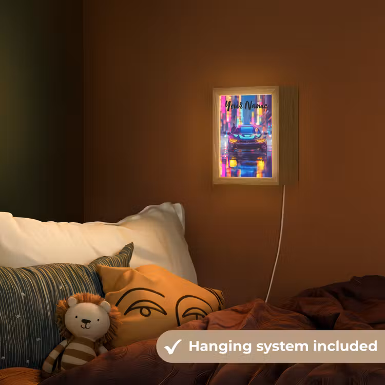 Auto - Politie - Stad - Jongens - Kleurrijk Light Box met kabel (Kinderlampje) klein -sfeer5_kind_EN