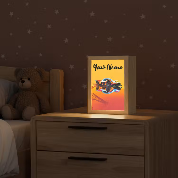 Auto - Race  - F1 - Jongens - Geel - Rood Light Box met kabel (Kinderlampje) klein -sfeer1_kind