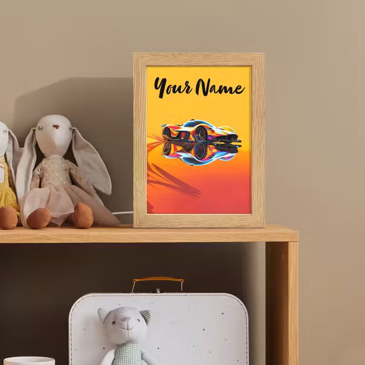 Auto - Race  - F1 - Jongens - Geel - Rood Light Box met kabel (Kinderlampje) klein -sfeer2_kind