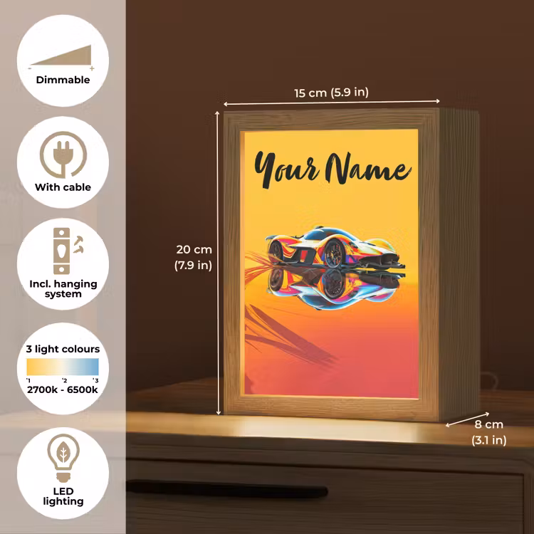 Auto - Race  - F1 - Jongens - Geel - Rood Light Box met kabel (Kinderlampje) klein -USP_EN