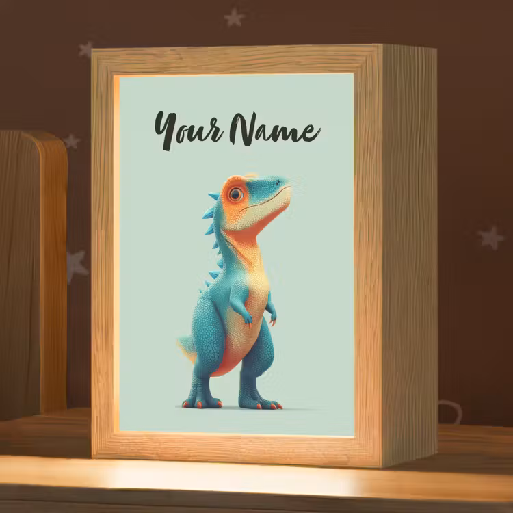 Cartoon - Dino - Oranje - Stekels Light Box met kabel (Kinderlampje) klein -zzz_3d_website