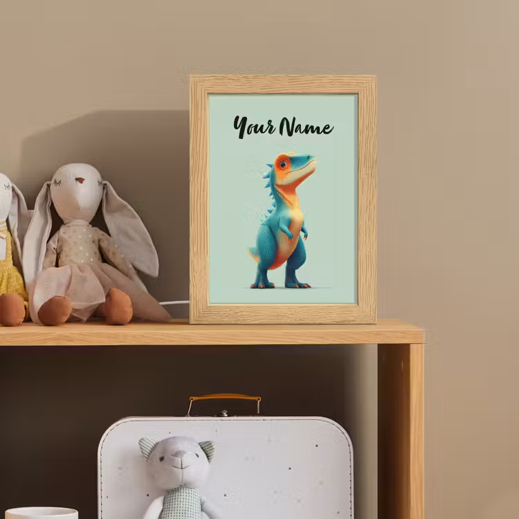Cartoon - Dino - Oranje - Stekels Light Box met kabel (Kinderlampje) klein -sfeer2_kind