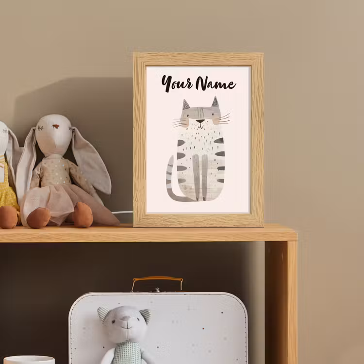 Kat - Dieren - Beige Light Box met kabel (Kinderlampje) klein -sfeer2_kind