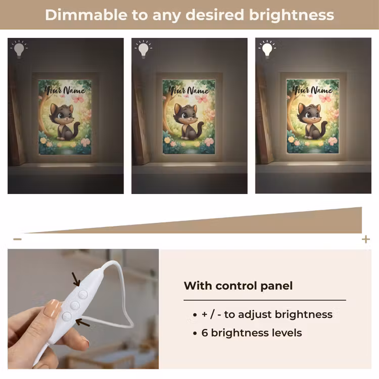 Kat - Vlinder - Bloemen Light Box met kabel (Kinderlampje) klein -USP_dimbaarEN