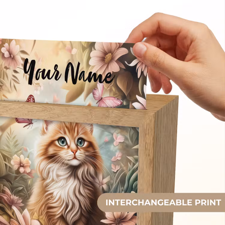 Kat - Bloemen - Vlinders - Roze Light Box met kabel (Kinderlampje) klein -USP_websiteprintEN