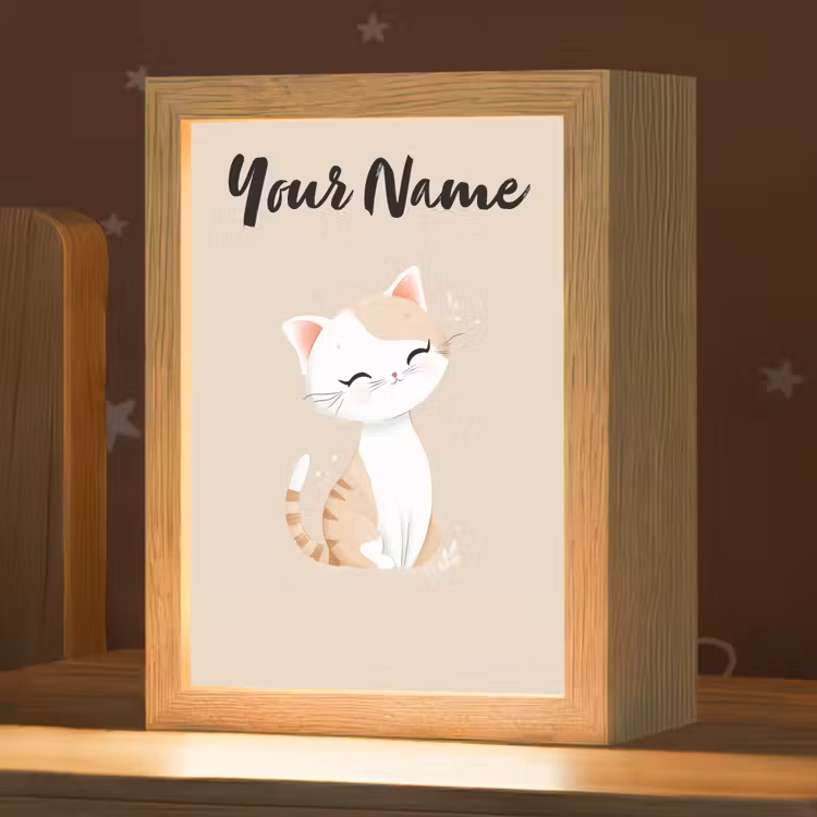 Kat - Kitten - Beige Light Box met kabel (Kinderlampje) klein -zzz_3d_website