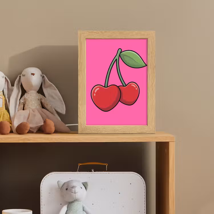 Kers - Roze - Fruit Light Box met kabel (Kinderlampje) klein -sfeer2_kind