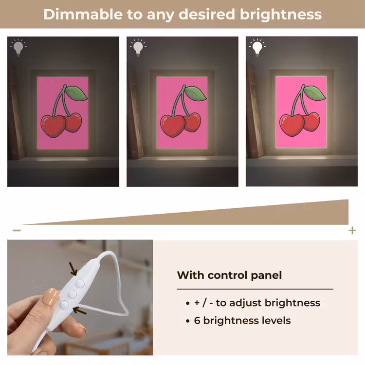 Kers - Roze - Fruit Light Box met kabel (Kinderlampje) klein -USP_dimbaarEN