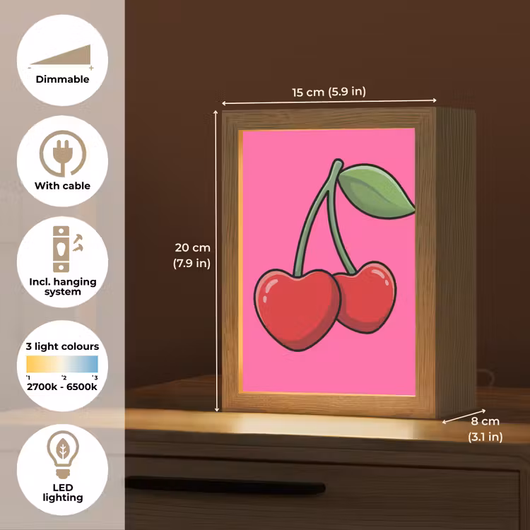 Kers - Roze - Fruit Light Box met kabel (Kinderlampje) klein -USP_EN