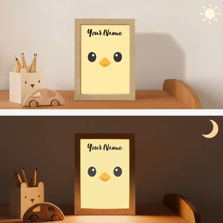 Kuiken - Geel - Minimalistisch - Snavel Light Box met kabel (Kinderlampje) klein -sfeer3_kind