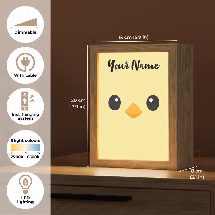 Kuiken - Geel - Minimalistisch - Snavel Light Box met kabel (Kinderlampje) klein -USP_EN
