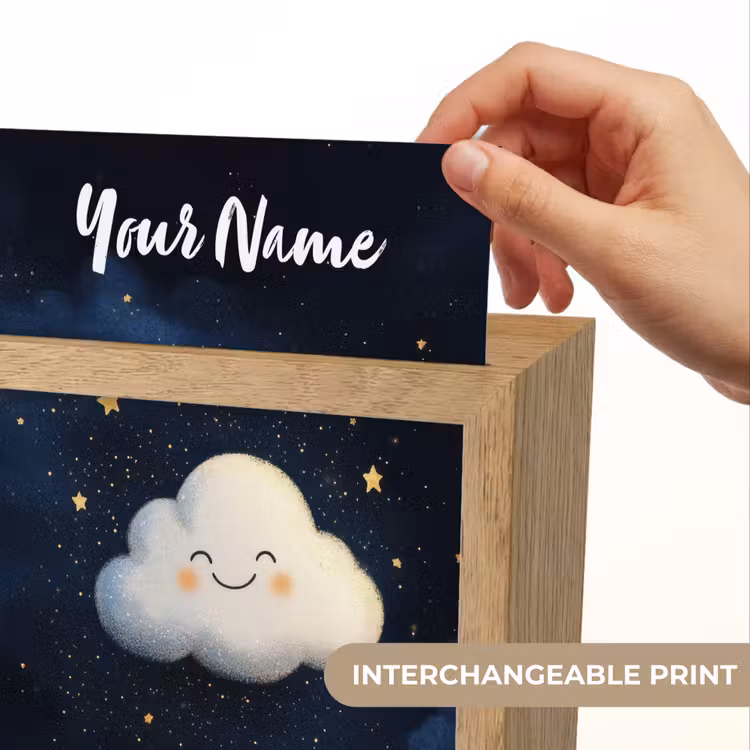 Wolkje - Gezichtje - Sterren - Donkerblauw Light Box met kabel (Kinderlampje) klein -USP_websiteprintEN