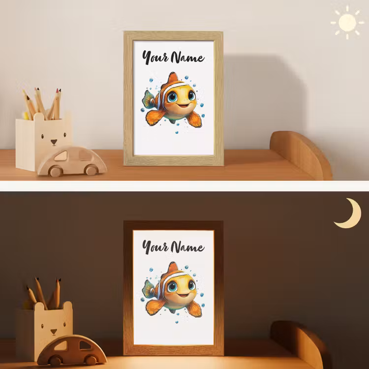 Clownvis - Oranje - Vis - Water Light Box met kabel (Kinderlampje) klein -sfeer3_kind