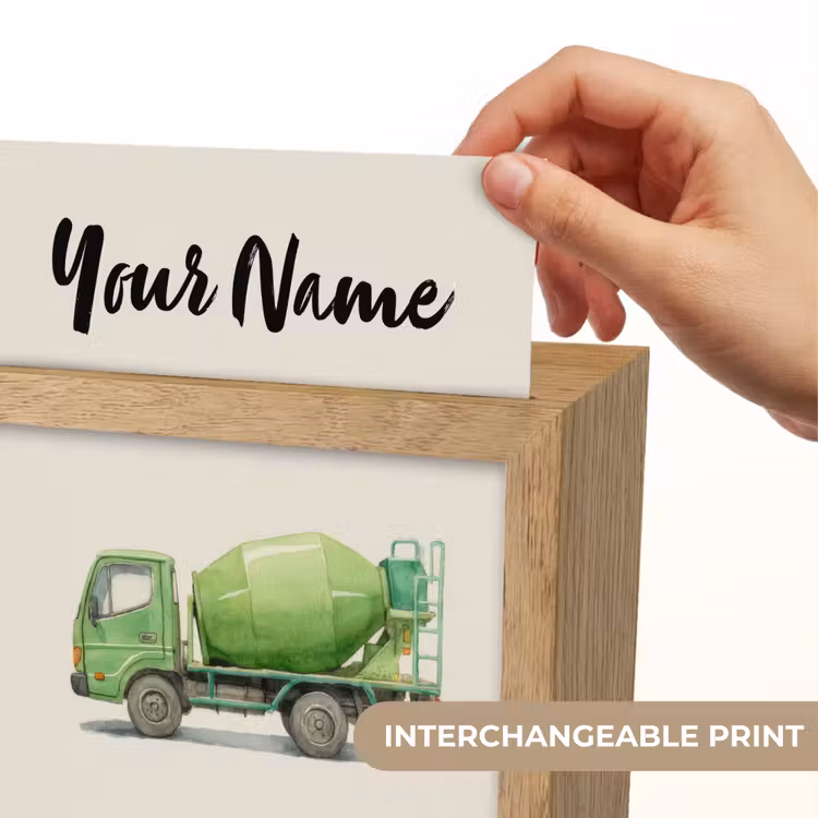 Betonmixer - Getekend - Groen Light Box met kabel (Kinderlampje) klein -USP_websiteprintEN