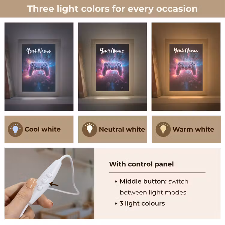 Controller - Neon - Game Light Box met kabel (Kinderlampje) klein -USP_lichtkleurEN