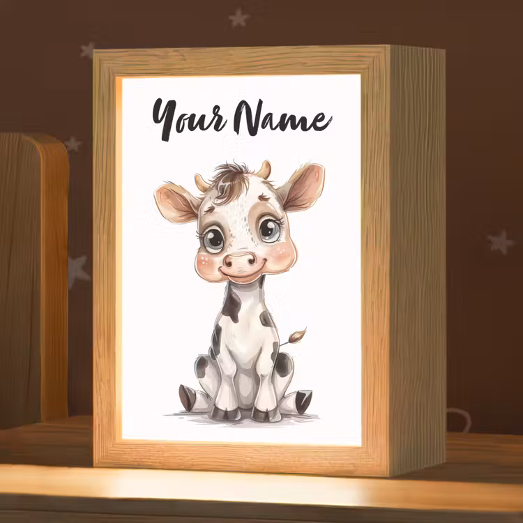 Koe - Baby dier - Boerderij dieren Light Box met kabel (Kinderlampje) klein -zzz_3d_website