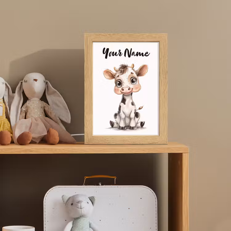 Koe - Baby dier - Boerderij dieren Light Box met kabel (Kinderlampje) klein -sfeer2_kind