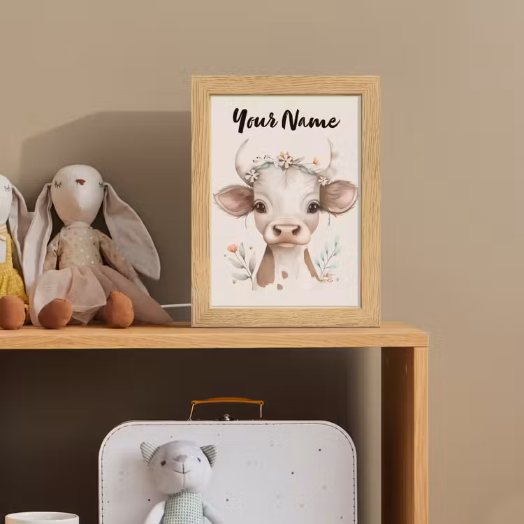 Koe - Bohemian - Kalfje - Bloemen Light Box met kabel (Kinderlampje) klein -sfeer2_kind