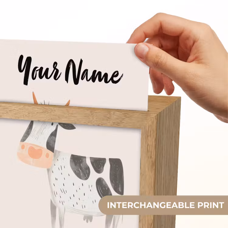 Koe - Boerderij dier - Dieren - Pastel kleuren Light Box met kabel (Kinderlampje) klein -USP_websiteprintEN