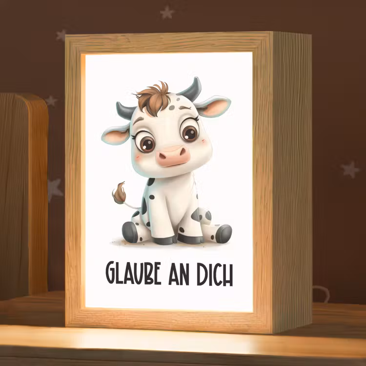 Koe - Wit - Dieren - Geloof in jezelf Light Box met kabel klein -zzz_3d_website