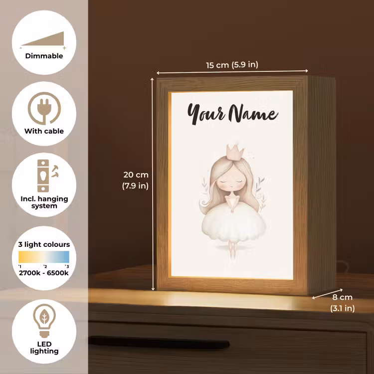 Kroon - Ballerina - Kroon - Minimalistisch Light Box met kabel (Kinderlampje) klein -USP_EN