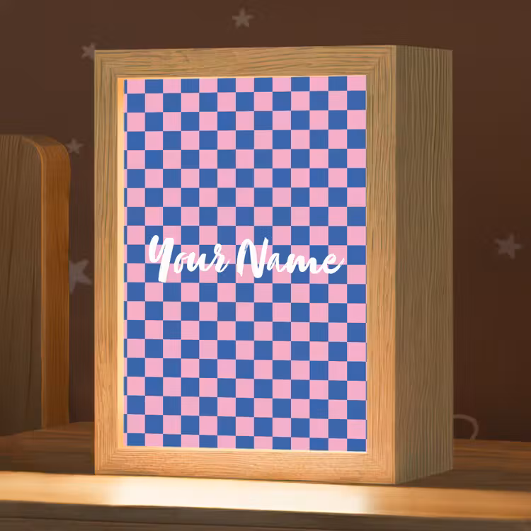 Blokjes - Blauw - Roze Light Box met kabel (Kinderlampje) klein -zzz_3d_website