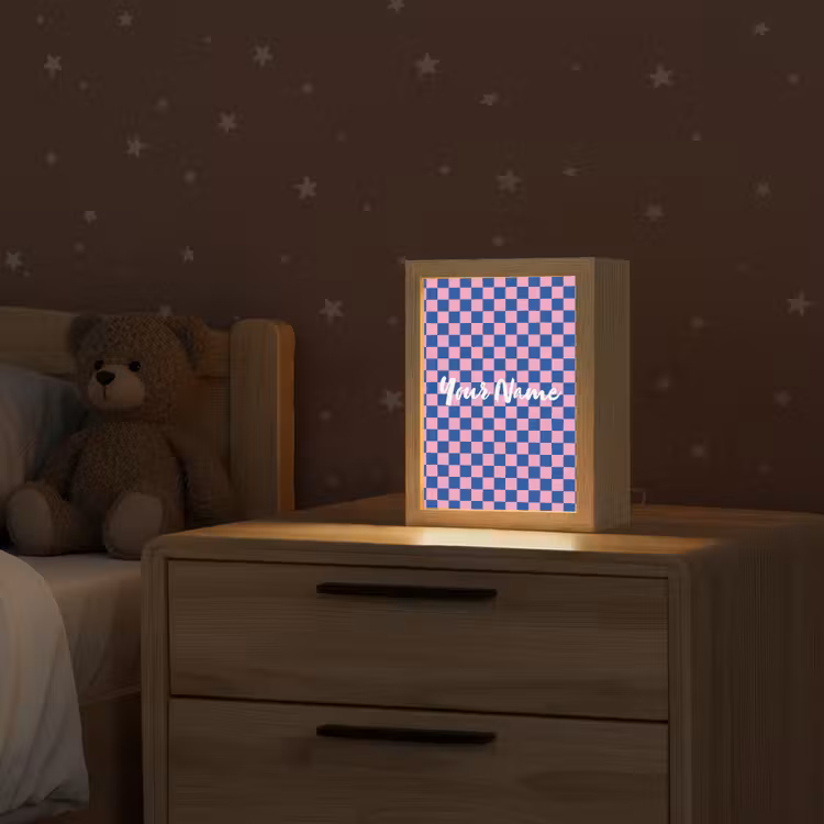 Blokjes - Blauw - Roze Light Box met kabel (Kinderlampje) klein -sfeer1_kind
