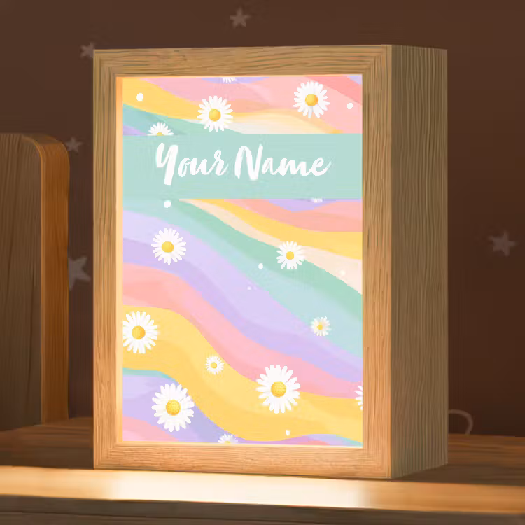 Madeliefjes - Kleurrijk - Pastel Light Box met kabel (Kinderlampje) klein -zzz_3d_website