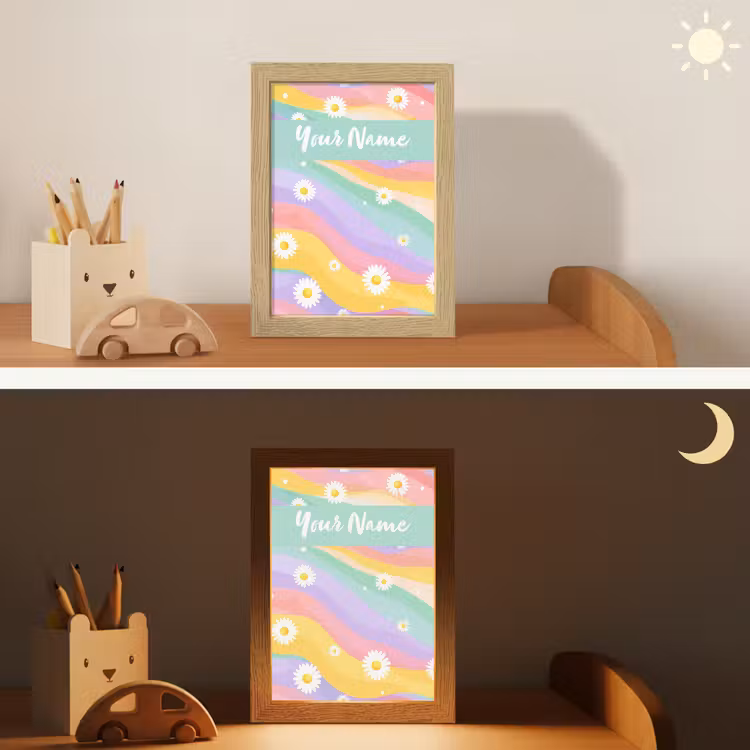 Madeliefjes - Kleurrijk - Pastel Light Box met kabel (Kinderlampje) klein -sfeer3_kind