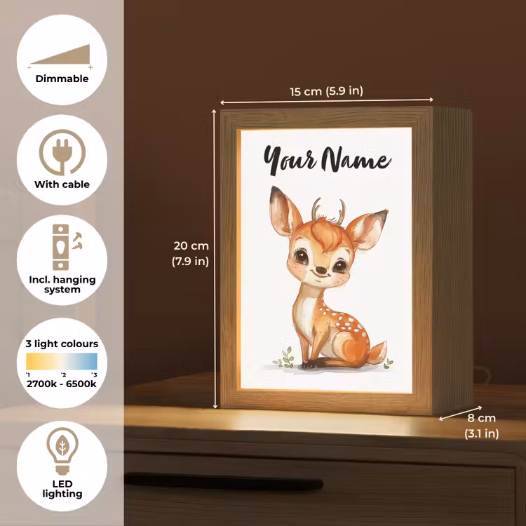 Hert - Baby - Dieren Light Box met kabel (Kinderlampje) klein -USP_EN