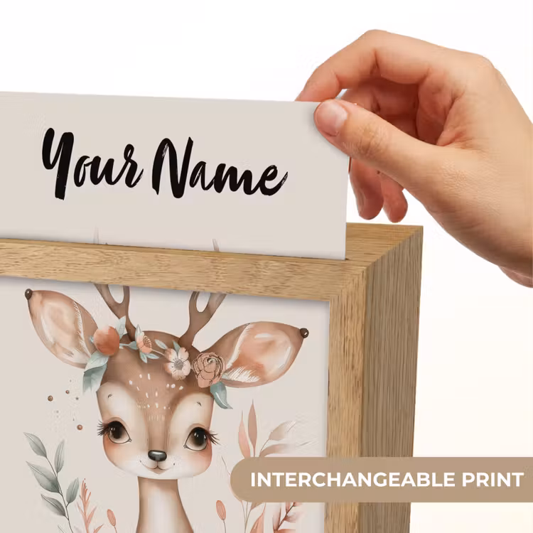 Hert - Bohemian - Bloemen - Bosdieren Light Box met kabel (Kinderlampje) klein -USP_websiteprintEN