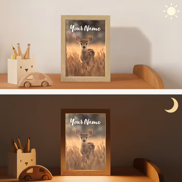 Hert - Graanveld - Bruin Light Box met kabel (Kinderlampje) klein -sfeer3_kind