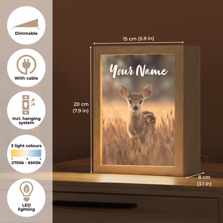 Hert - Graanveld - Bruin Light Box met kabel (Kinderlampje) klein -USP_EN