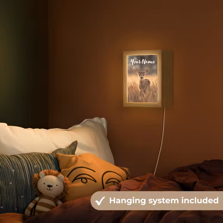 Hert - Graanveld - Bruin Light Box met kabel (Kinderlampje) klein -sfeer5_kind_EN