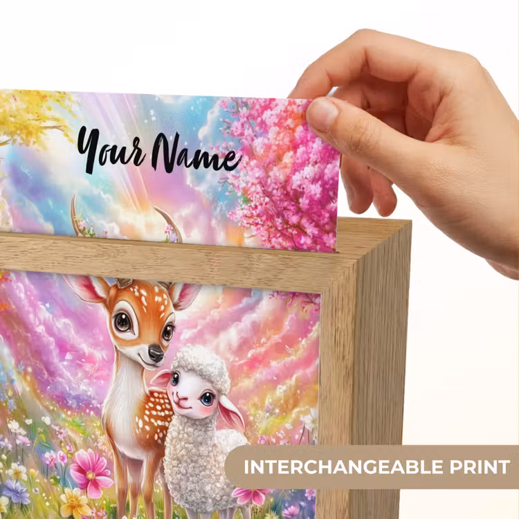 Hertje - Lammetje - Bloemen - Pastel Light Box met kabel (Kinderlampje) klein -USP_websiteprintEN
