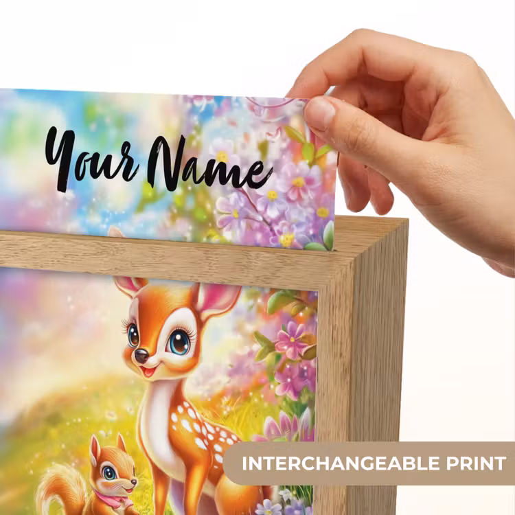 Hertje - Eekhoorn - Bloemenveld - Kleurrijk Light Box met kabel (Kinderlampje) klein -USP_websiteprintEN