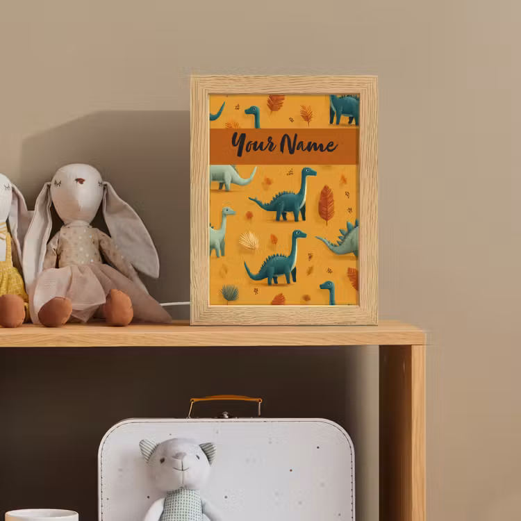 Dino - Herfstbladeren - Oranje - Patroon Light Box met kabel (Kinderlampje) klein -sfeer2_kind