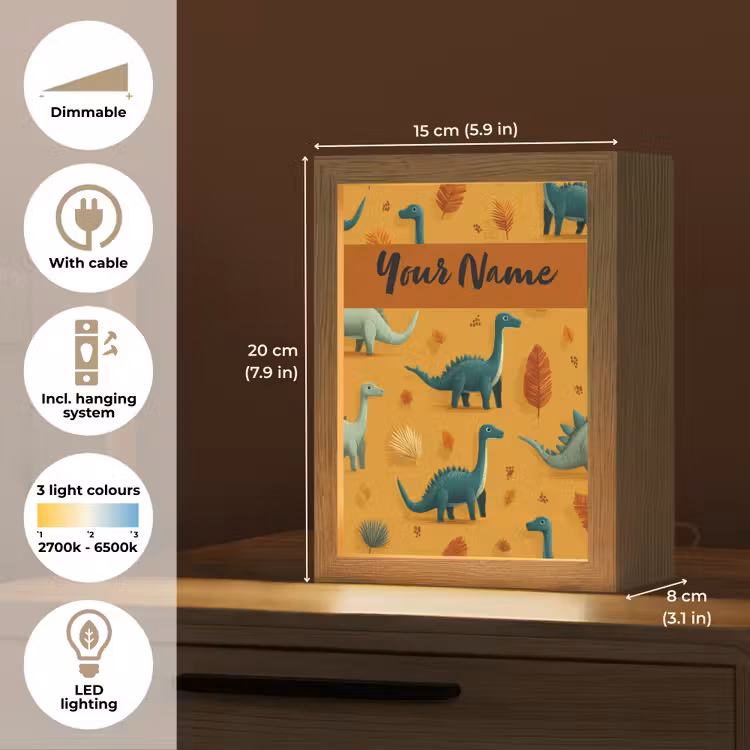 Dino - Herfstbladeren - Oranje - Patroon Light Box met kabel (Kinderlampje) klein -USP_EN