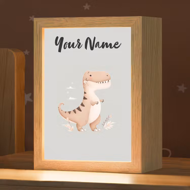 Dino - Blauw - Bloemen Light Box met kabel (Kinderlampje) klein -zzz_3d_website