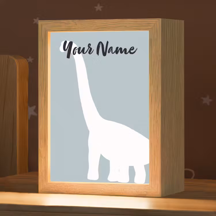 Dino - Brachiosaurus - Dinosaurus - Blauw Light Box met kabel (Kinderlampje) klein -zzz_3d_website